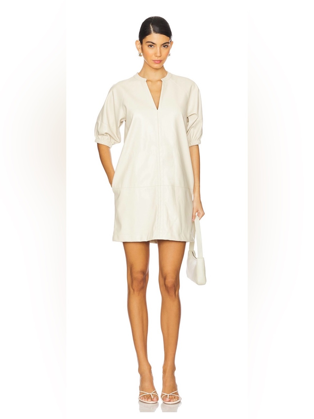 Steve Madden Roxanne Dress in Bone Faux Leather
